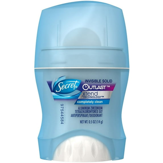 Secret Outlast Invisible Solid Antiperspirant & Deodorant, Completely Clean 0.50 oz (Pack of 4)