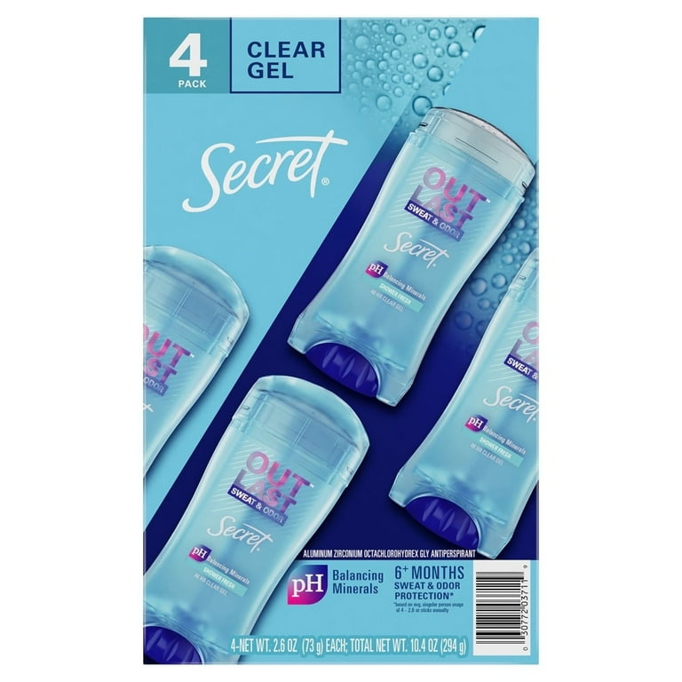 アウトラスト シークレット 無香料 4個 Secret Outlast Shower Fresh Clear Gel Antiperspirant, 2.6oz