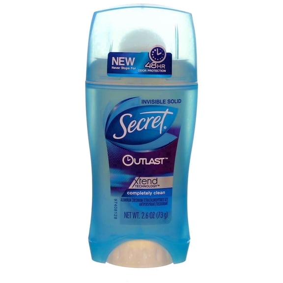 Secret Outlast Xtend Antiperspirant & Deodorant Invisible Solid, Completely Clean 2.6 oz (Pack of 2)