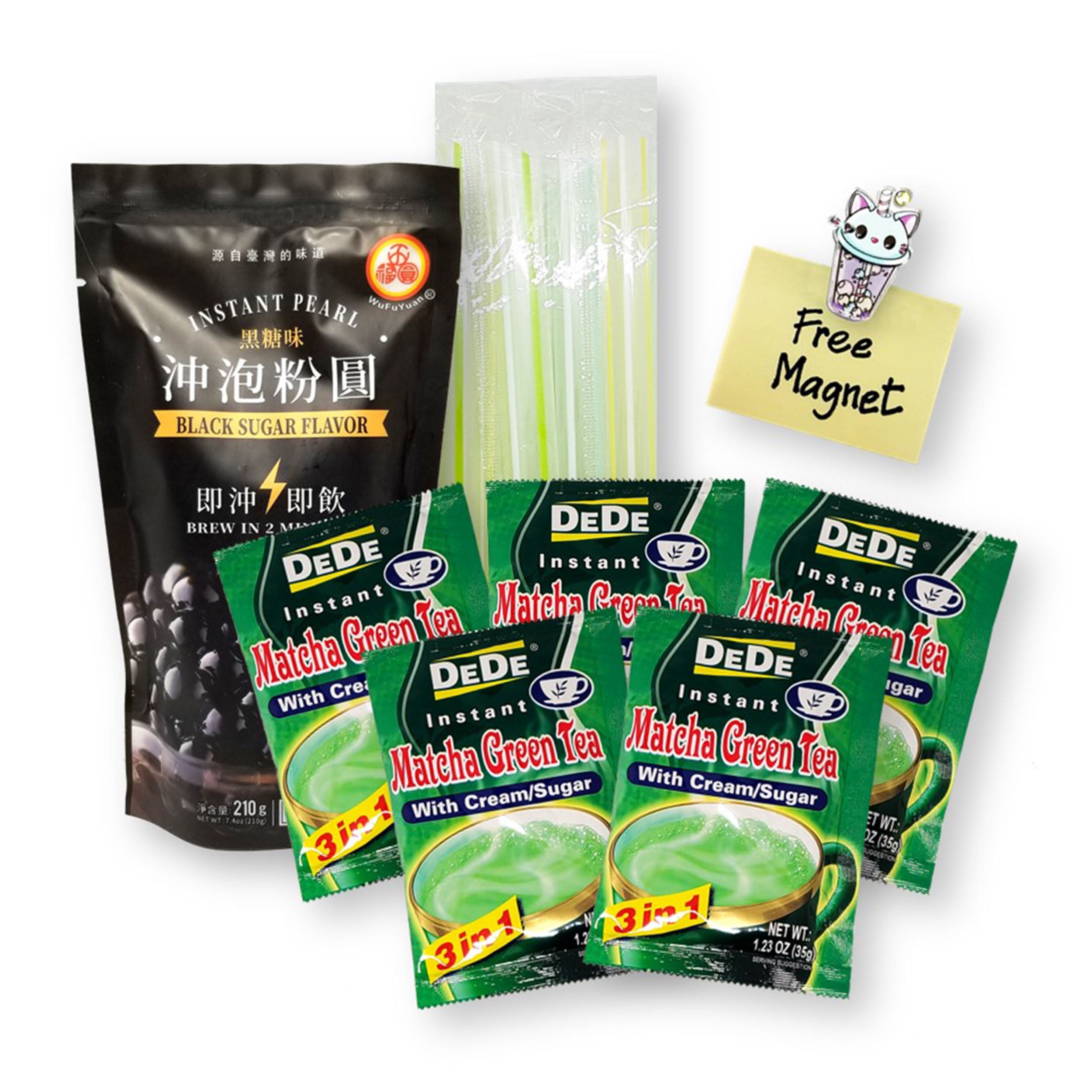 Secret Pantry Boba Matcha Green Tea DIY Milk Tea Kit 12-Pc. (5 DeDe Boba  Matcha Green Tea, 1 WFY Instant Black Tapioca Pearls, 5 Boba Straws, 1  Bubble