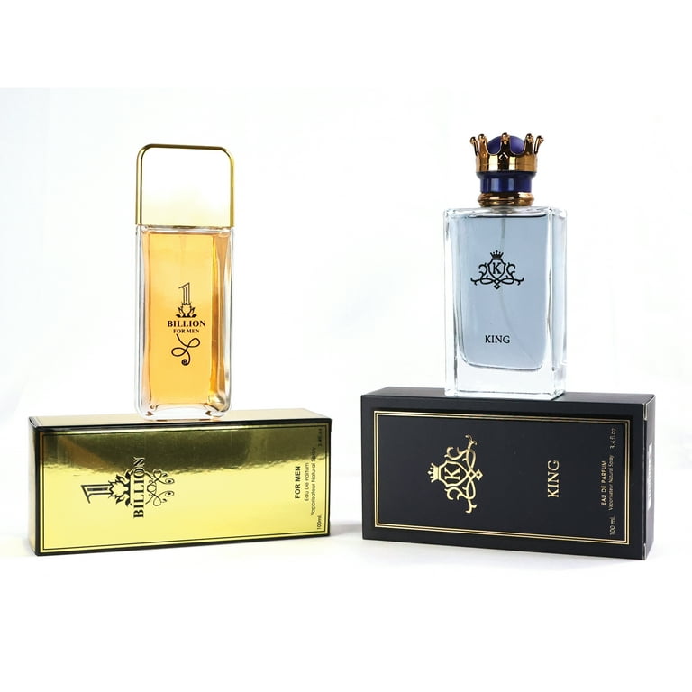 Secret Plus 1 Billion and King Kit Cologne for Men Eau de Parfum Natural Spray Vaporizateur 3.4 oz 100 ml FL0904 FL1994 PMS 6055 KIT