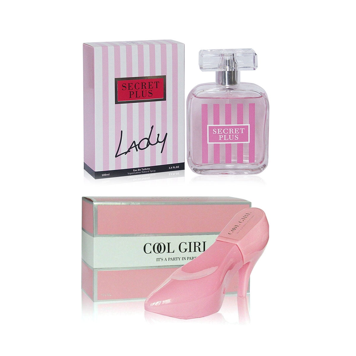 Secret Plus Cool Girl It's Party in Paris (Pink) and Lady Cologne for Women  / Eau de Parfum Natural Spray Vaporizateur 3.4 oz 100 ml / FL1680, FL0737