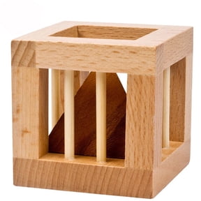 Secret Pyramid Wood Brain Teaser Intelligence Puzzles Cube 3D IQ Trick Toys Z0W1