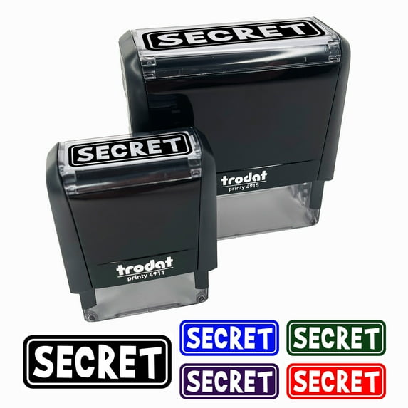 Secret Reversed Self-Inking Rubber Stamp Ink Stamper for Business Office - Yellow Ink - Small 1-1/2 Inch