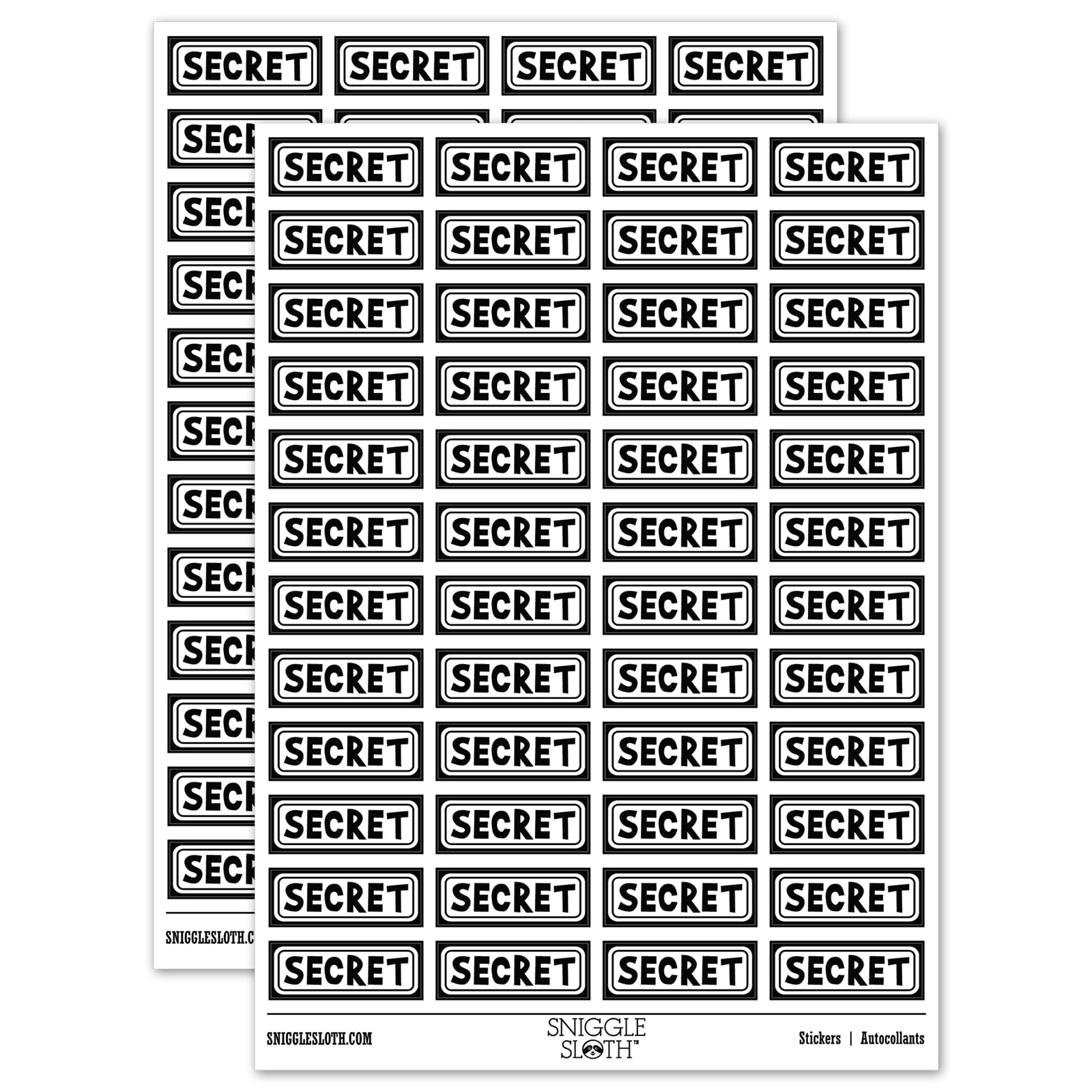 Secret Reversed Sticker Set - Black - Gloss Finish - 1.25