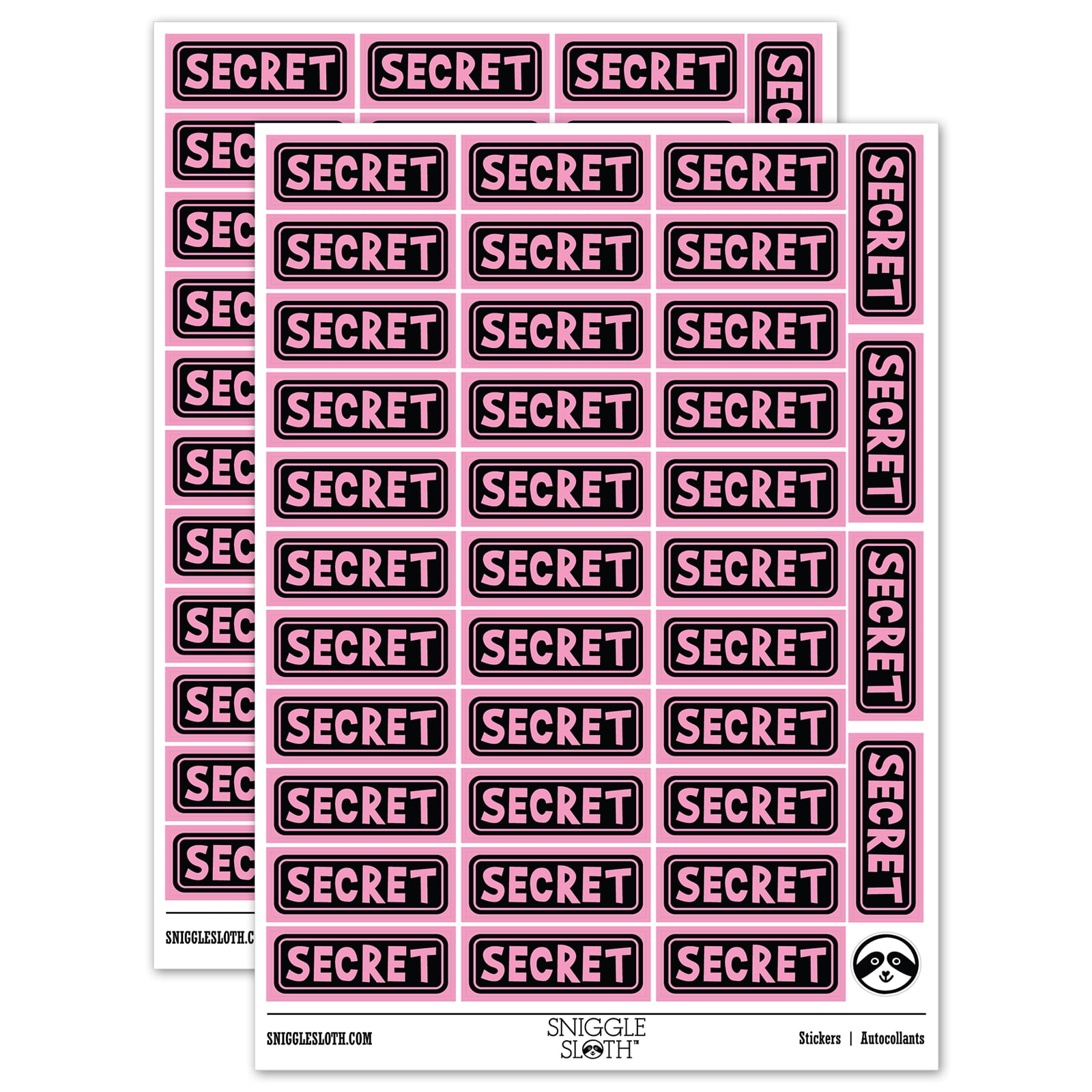 Secret Reversed Sticker Set - Light Pink - Gloss Finish - 1.5