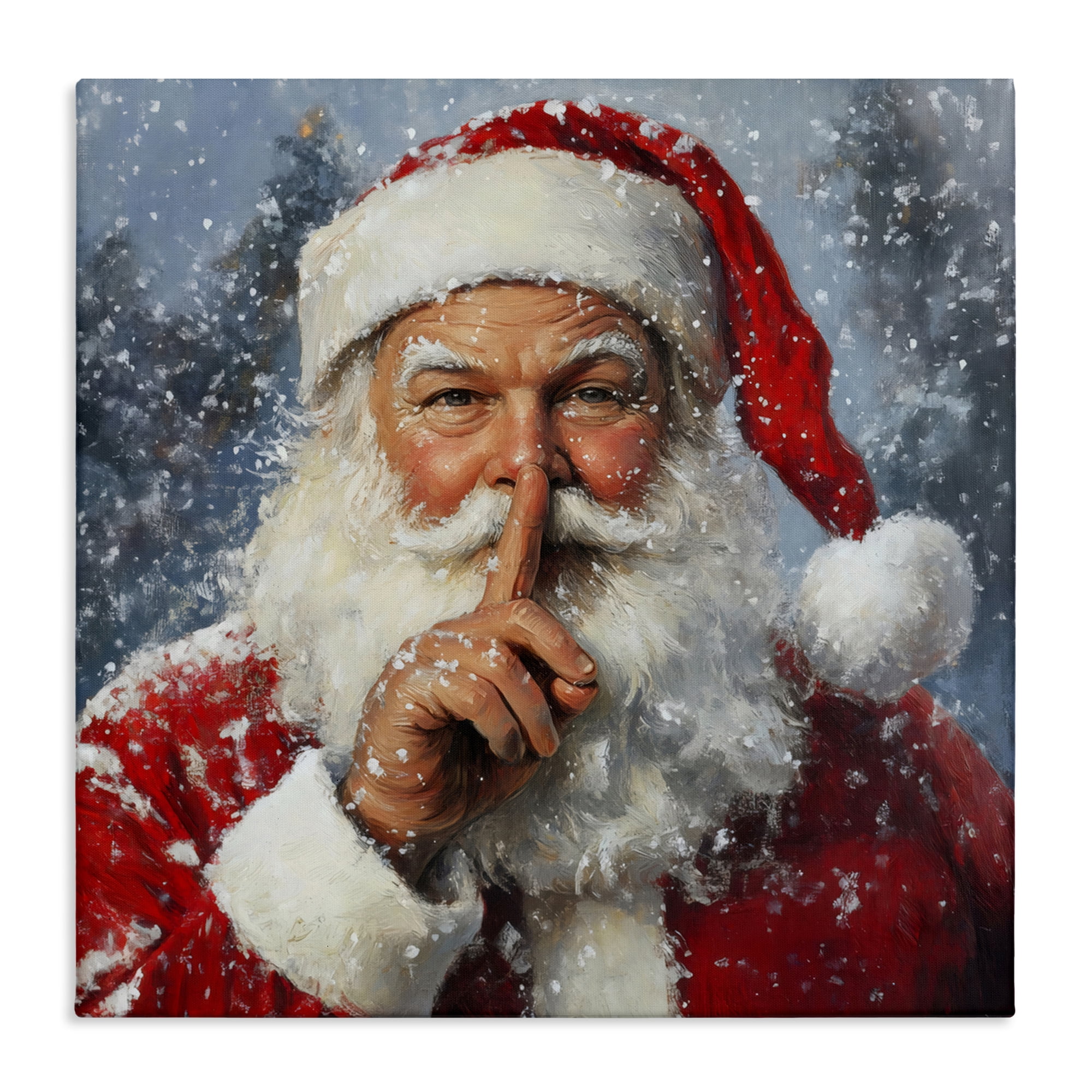 Secret Santa Shh Canvas Wall Art, design by Petal Prints Design