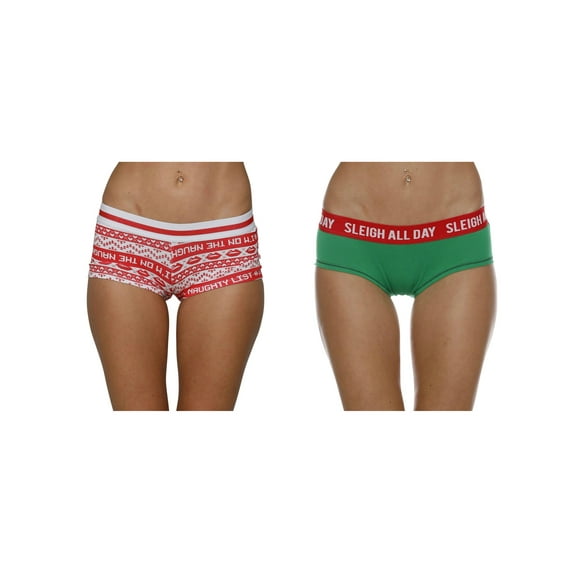 Secret Santa Womens Hipster Panties 2 Pk Holiday Underwear Briefs, Naughty, Size: Small