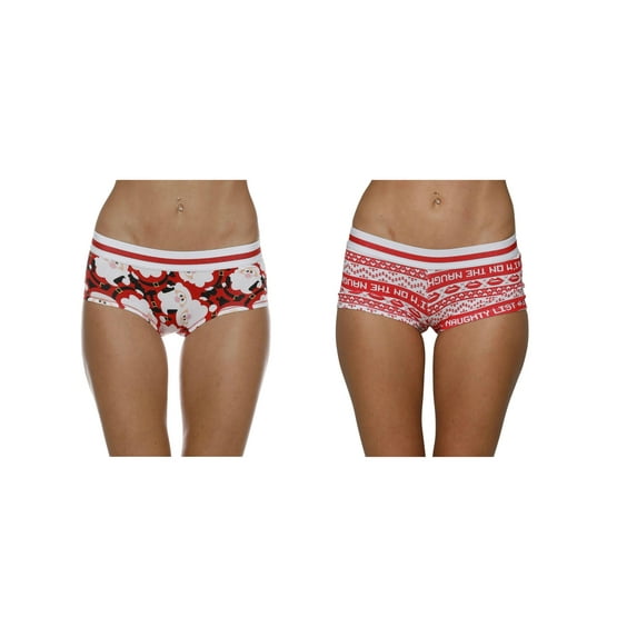 Secret Santa Womens Hipster Panties 2 Pk Holiday Underwear Briefs, Red, Size: Large