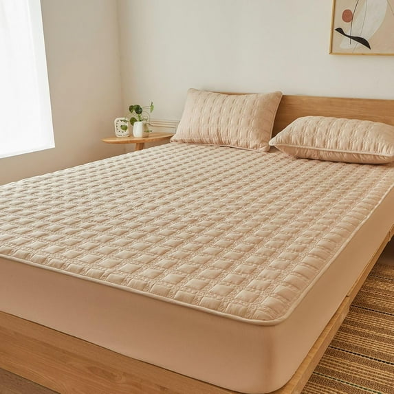 Secret Scope 19" Deep Pocket Fitted Sheet - Queen Size Quilted Mattress Protector, Soft Breathable & Non-Slip Bed Sheet (Gray)