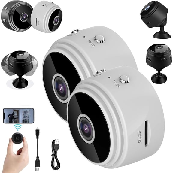 Secret Scope Camera, Secret Scope Mini Security Camera, Magnetic WiFi Cameras Wireless Rechargeable 1080p HD, with Night Vision & Weatherproof Function, for Indoor/Outdoor (Standard White*2pc)