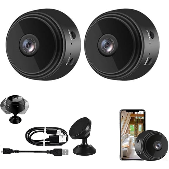 Secret Scope Camera, Secret Scope Mini Security Camera, Mini Wire-Free Monitor with Night Vision Function, WiFi Camear Outdoor Wireless 1080p HD (Black, 2)