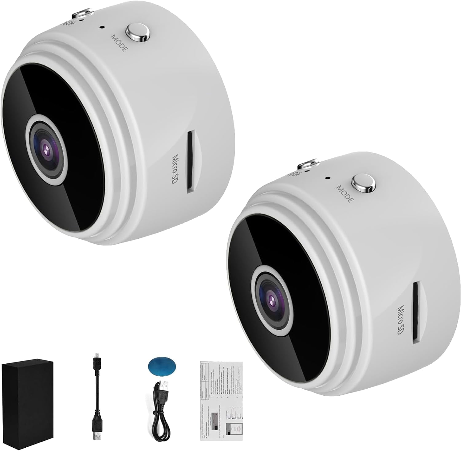 Secret Scope Camera, Secret Scope Security Camera, Outdoor Wireless 1080P HD WiFi and with Night Vision (White-2Pc)