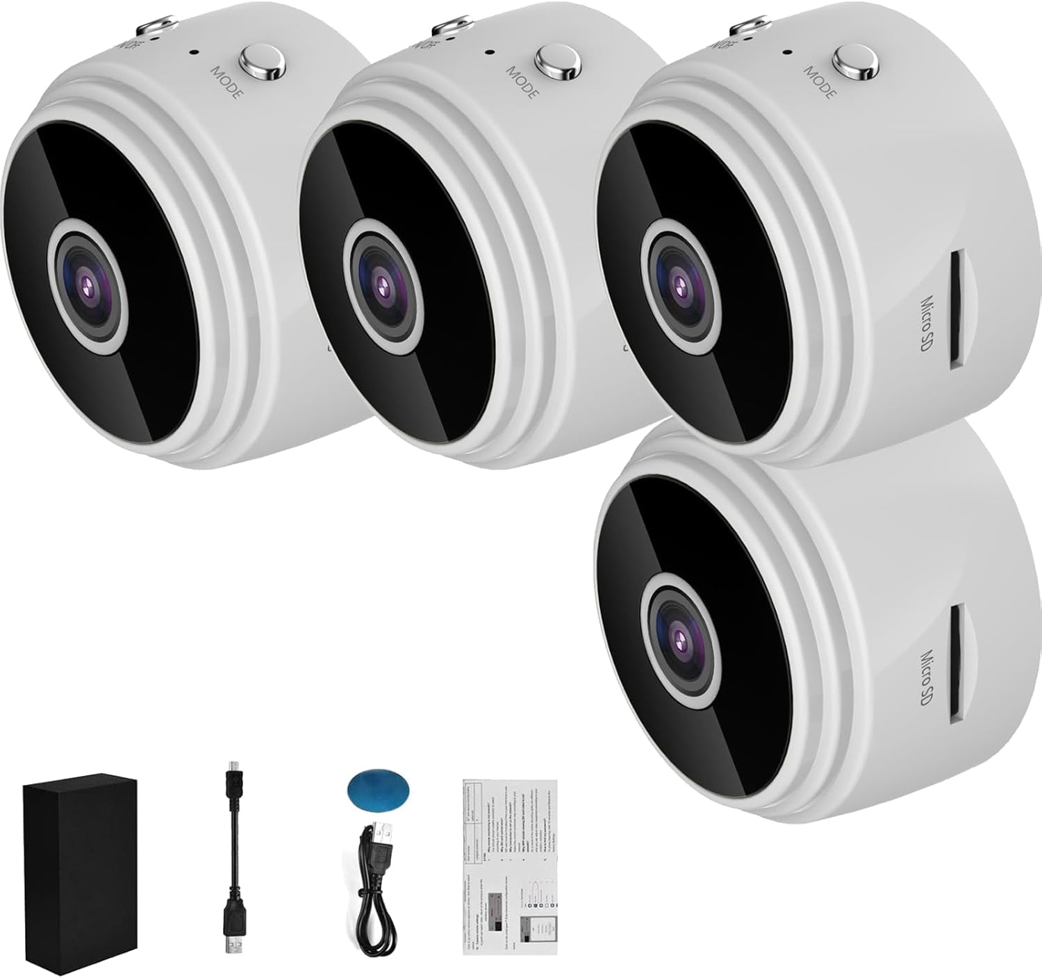 Secret Scope Camera, Secret Scope Security Camera, Outdoor Wireless 1080P HD WiFi and with Night Vision (White-4Pc)