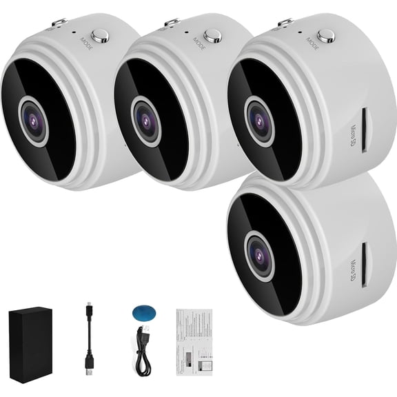 Secret Scope Camera, Secret Scope Security Camera, Outdoor Wireless 1080P HD WiFi and with Night Vision (White-4Pc)