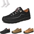thumbnail image 1 of Secret Scope Men's Genuine Leather Loafers - Slip-On Orthopedic Shoes with Side Zipper, Non-Slip Sole & Anti-Collision Toe (Multiple Colors), 1 of 8