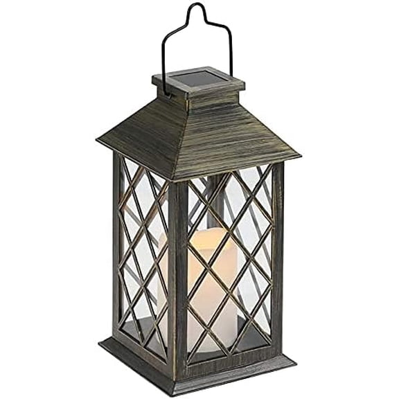 Secret Scope Solar Lanterns 2-Pack - 14 inch Outdoor Waterproof Hanging Lights with 3x Longer Runtime, 10 Lumens Auto On/Off for Garden, Patio, Party Decor (Bronze)
