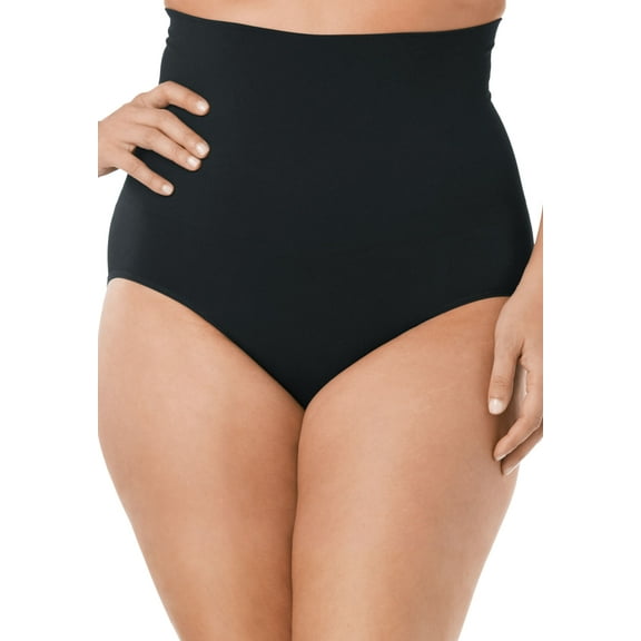 Secret Solutions Women's Plus Size Instant Shaper Medium Control Seamless High Waist Brief