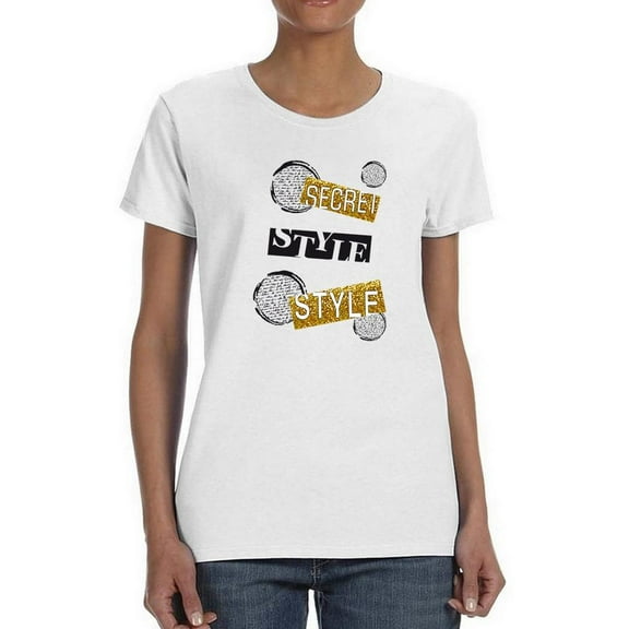 Secret Style Golden Glitter Shaped T-Shirt Women -Image by Shutterstock, Female x-Large