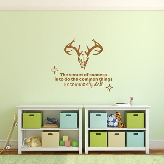 Secret of Success Deer Life Quote Cartoon Quotes Decors Wall Sticker Art Design Decal for Girls Boys Kids Room Bedroom Nursery Kindergarten Home Decor Stickers Wall Art Vinyl Decoration (12x20 inch)