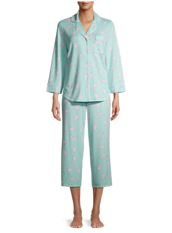 Secret Treasures 3/4 Sleeve Notch Collar Pajama Set (Women's)