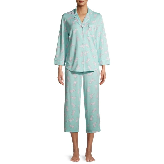 Secret Treasures 3/4 Sleeve Notch Collar Pajama Set (Women's)