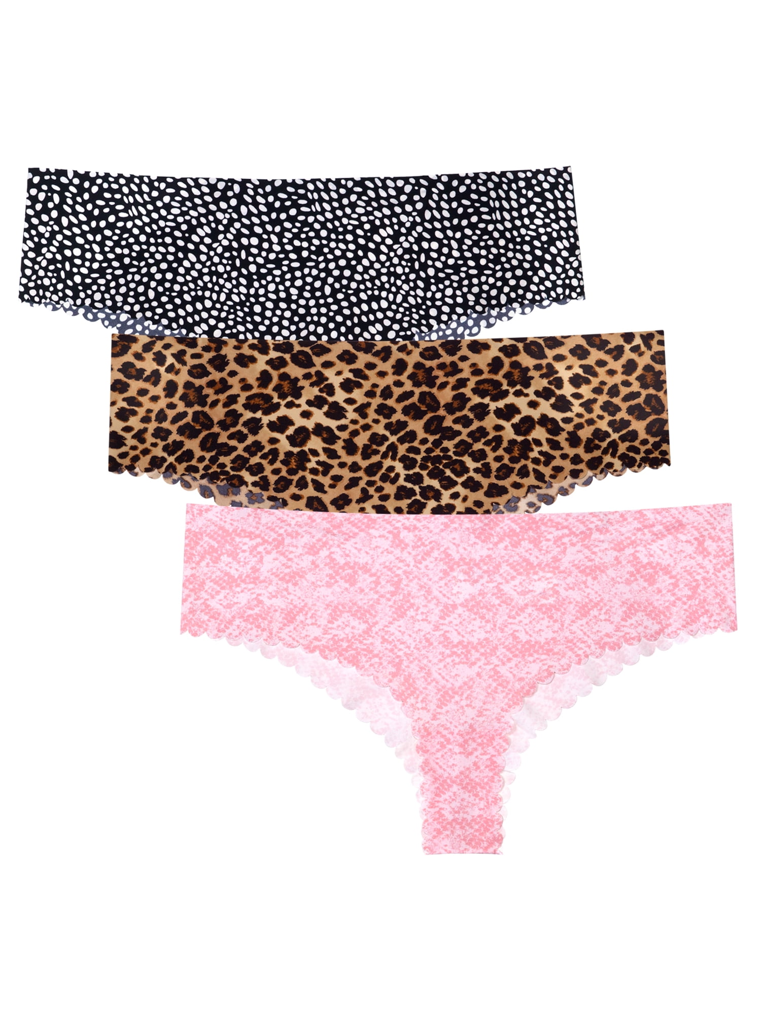 Secret Treasures Cheeky Polka Dots Texture Leopard Print Stretchy Panty (Women's) 3 Pack