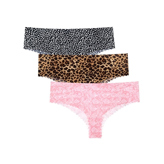Secret Treasures Cheeky Polka Dots Texture Leopard Print Stretchy Panty (Women's) 3 Pack