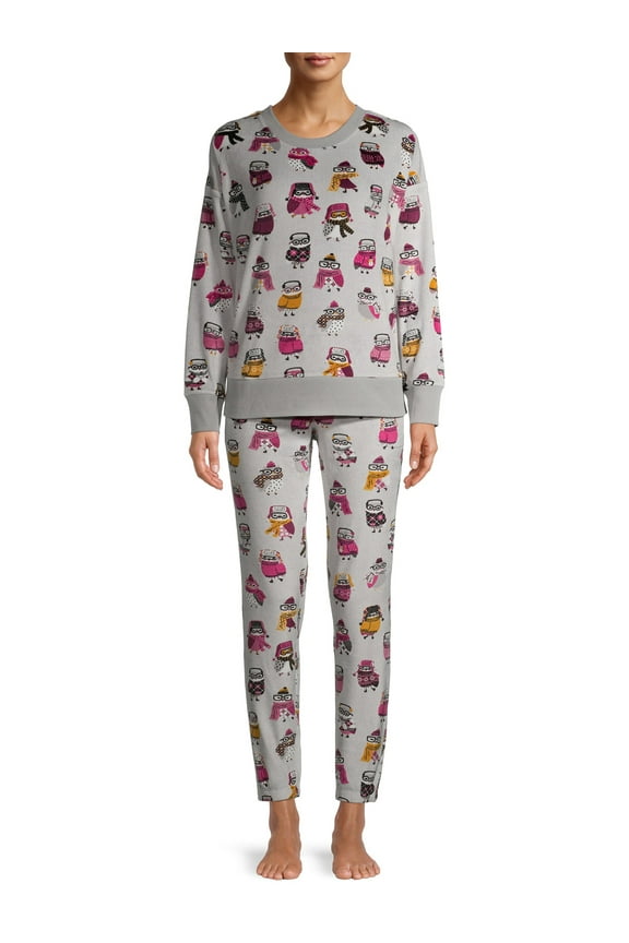 Long Sleeve Crew Neck & Jogger Pajamas Set (Women's or Women's Plus) 2 Piece Set