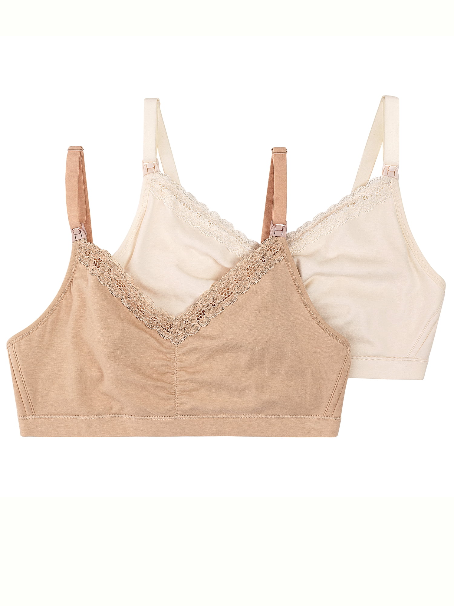 Secret Treasures Maternity Cotton Lace Trim Bra, 2 Pack