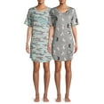 thumbnail image 1 of Secret Treasures Short Sleeve Camo Cat Print Sleepshirt (Women's or Women's Plus) 2 Pack, 1 of 11