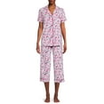 thumbnail image 1 of Secret Treasures Short Sleeve Collared Printed Pajamas (Women's or Women's Plus) 2 Piece Set, 1 of 7