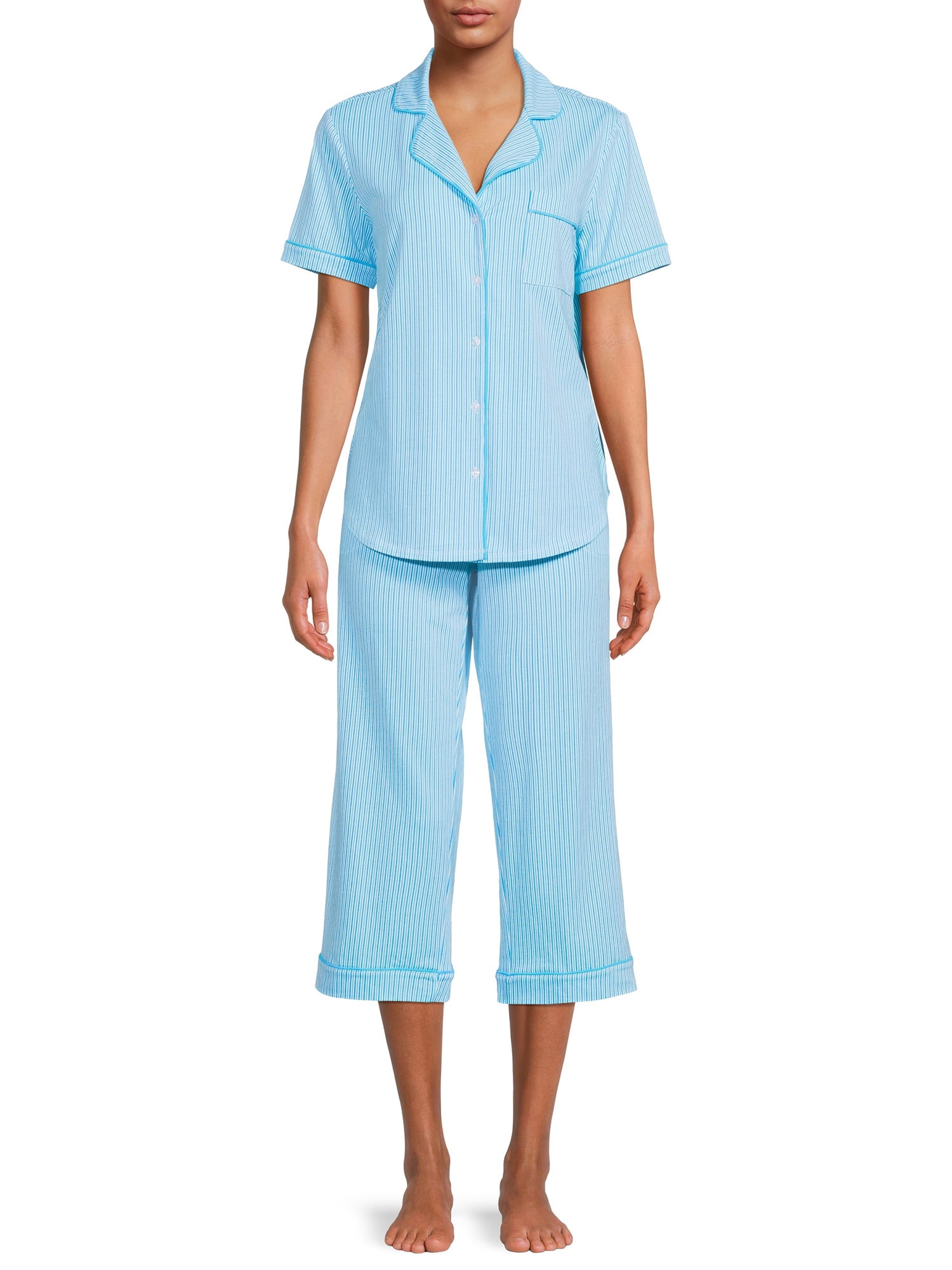 Secret Treasures Sleeve Collared Striped Pajamas