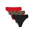 thumbnail image 1 of Secret Treasures Silhouette Striped Thong High Cut Stretchy Panty (Women's) 3 Pack, 1 of 7