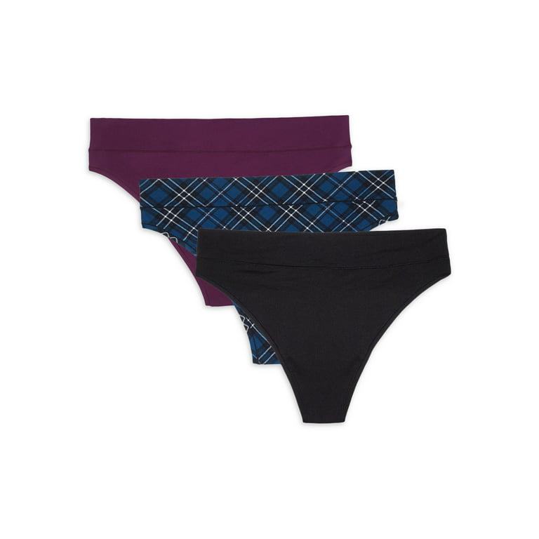 Secret Treasures Silhouette Striped Thong High Cut Stretchy Panty (Women's)  3 Pack 