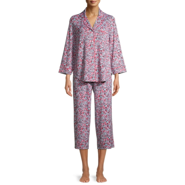 Secret Treasures Sleepwear 3 4 Sleeve Collared Pajama Women s 2 Piece Set