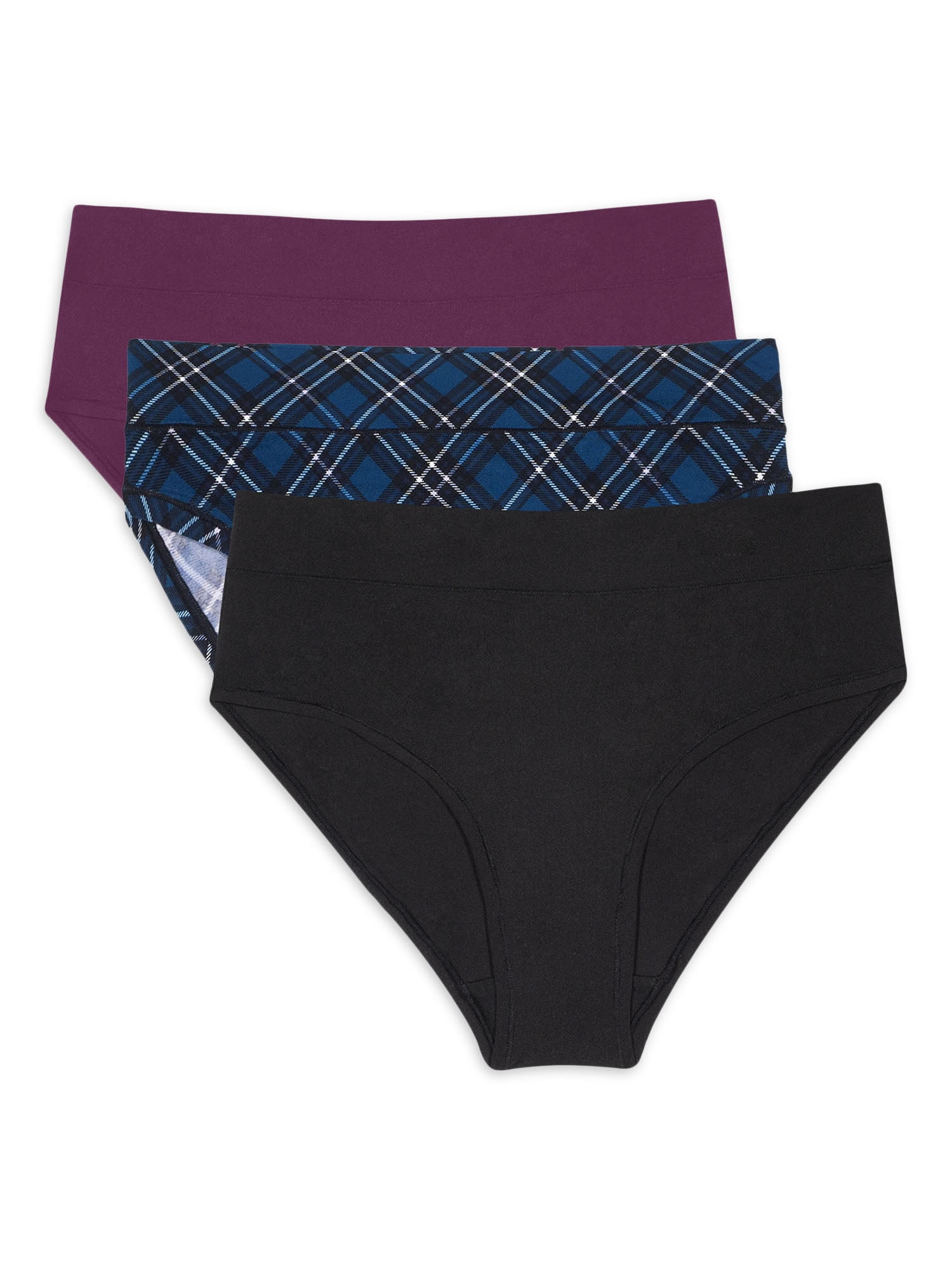 Secret Treasures Solid Plaid Hipster Stretchy Panty (Women's) 3 Pack