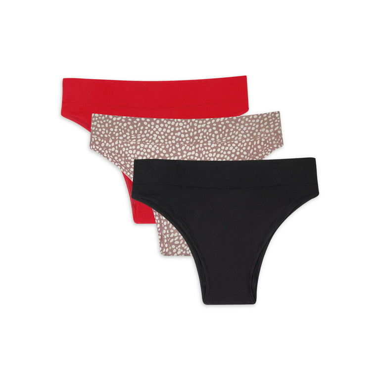 Secret Treasures Solid Printed Cheeky Stretchy Panty (Women's) 3 Pack 