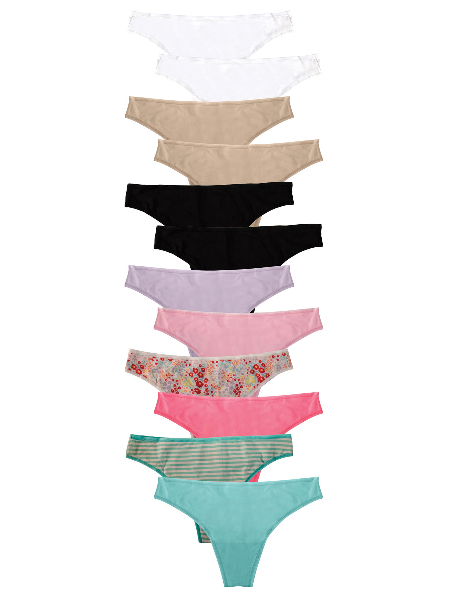 Secret Treasures Thong Silhouette Polyester Spandex Panty (Women's) 12 Pack  