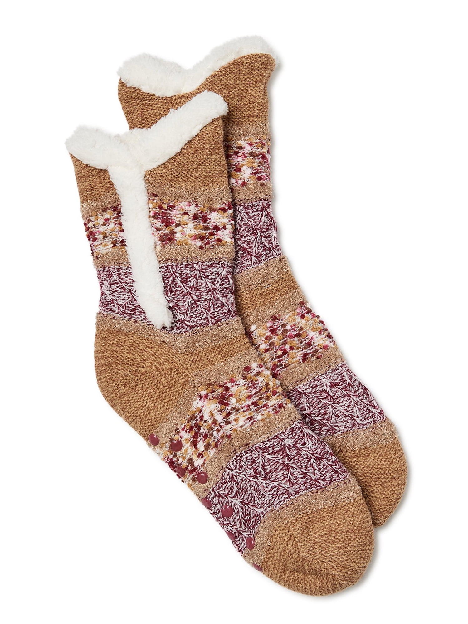 Secret Treasures Women’s Colossal Cozy Striped Slipper Socks, 1Pack