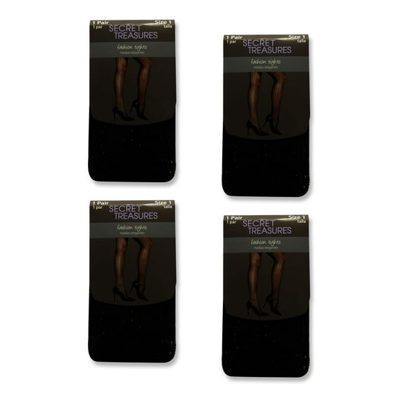 Secret Treasures Women's Fashion Tights, 4 Pack