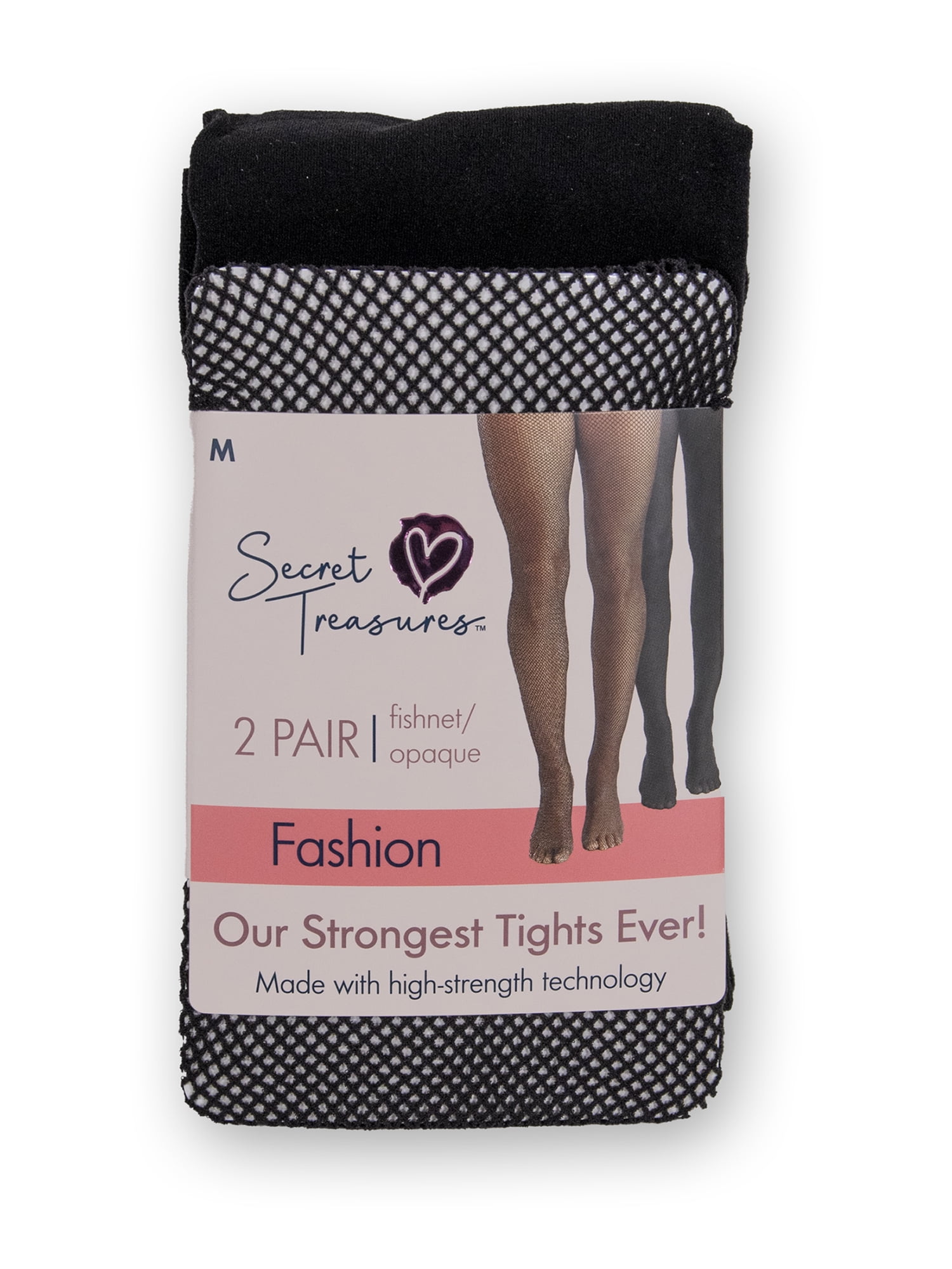 Secret Treasures Women's Fishnet/Opaque 2 Pair Pack Tights