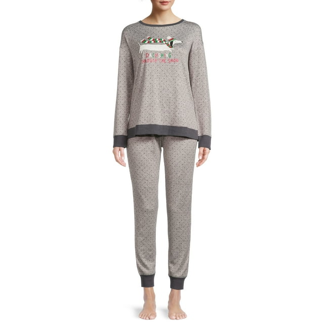 Secret Treasures Women's Hacci Fleece Long Sleeve Top and Joggers, 2-Piece Pajama Set