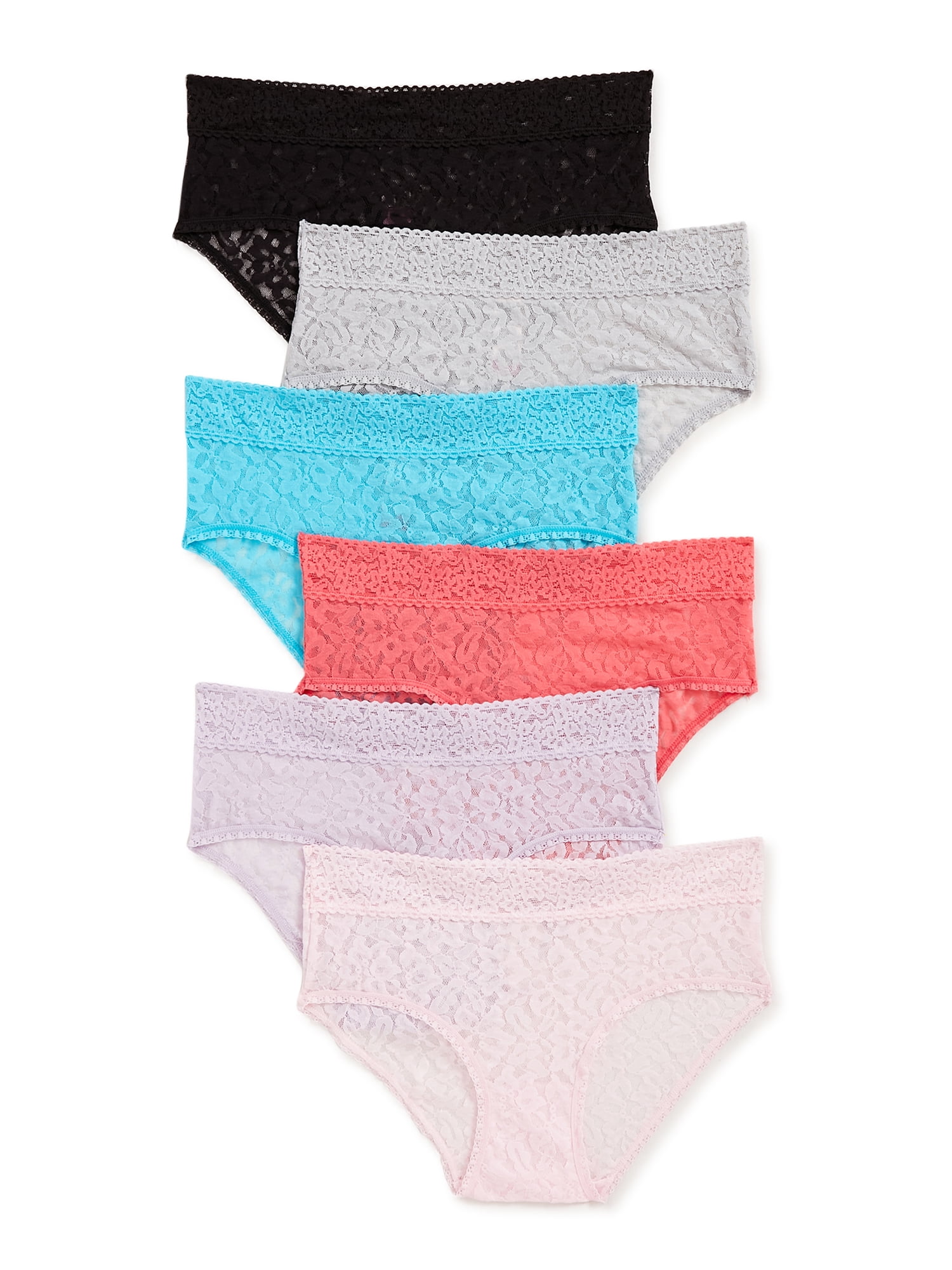 Secret Treasures Women's Lace Stretch Hipster Panties, 6-Pack