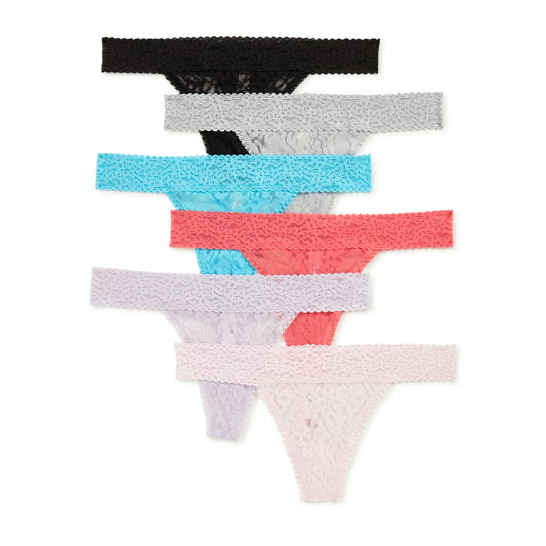 Secret Treasures Women's Lace Stretch Thong Panties, 6-Pack 