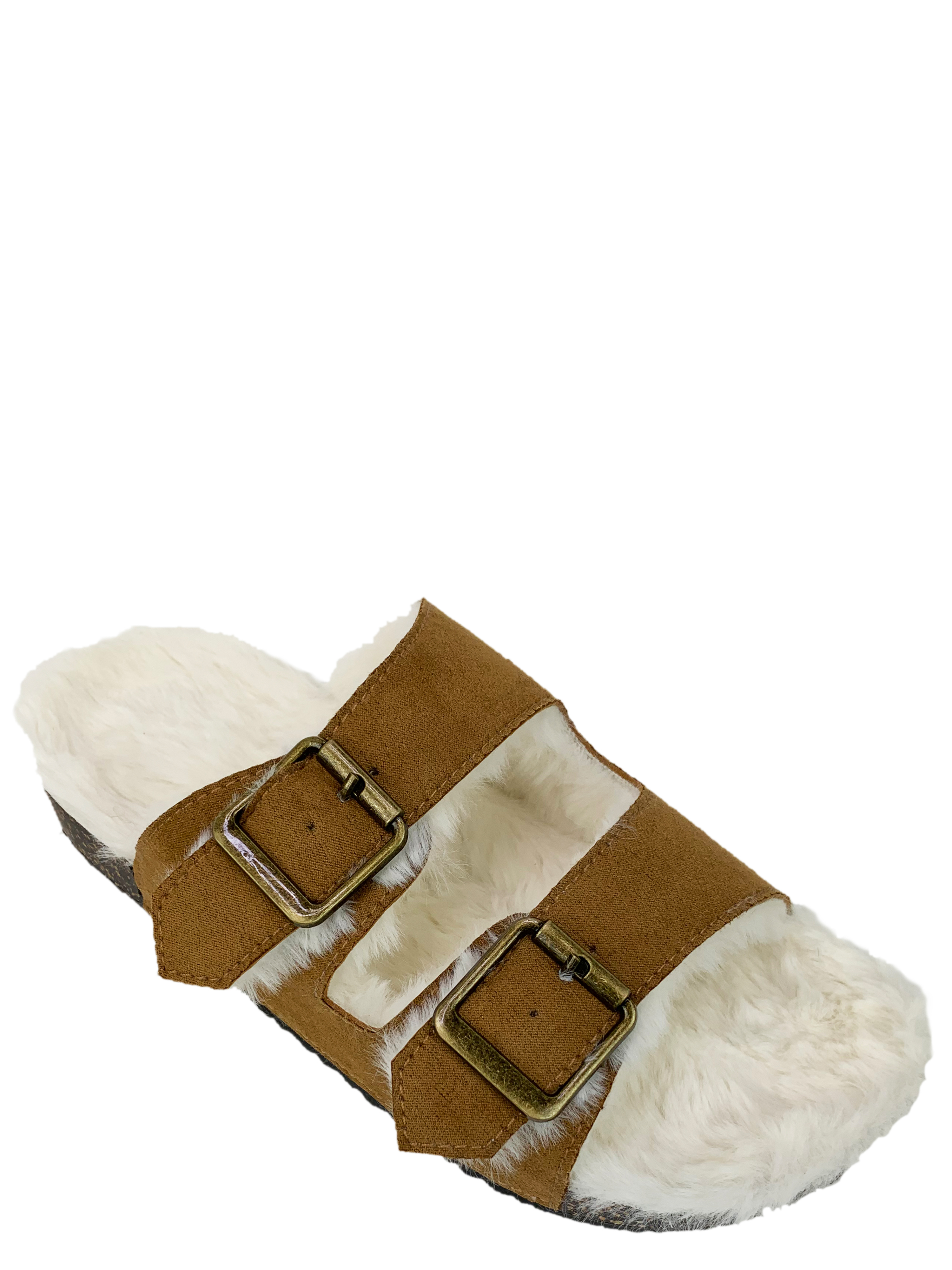 Secret Treasures Women’s Luxe Faux Fur Two-Band Slide Slippers