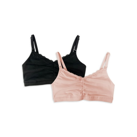 Secret Treasures Women's Maternity Ribbed Lace Trim Bralette, 2 Pack