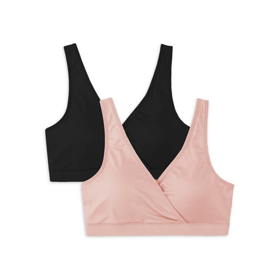 Secret Treasures Women's Maternity Wrap Front Sleep Bra, 2 Pack