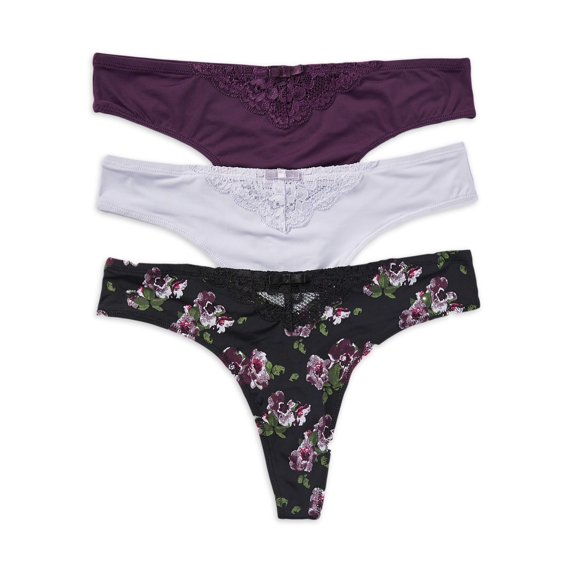 Secret Treasures Women's Micro Gripper Thong Panties, 3-Pack
