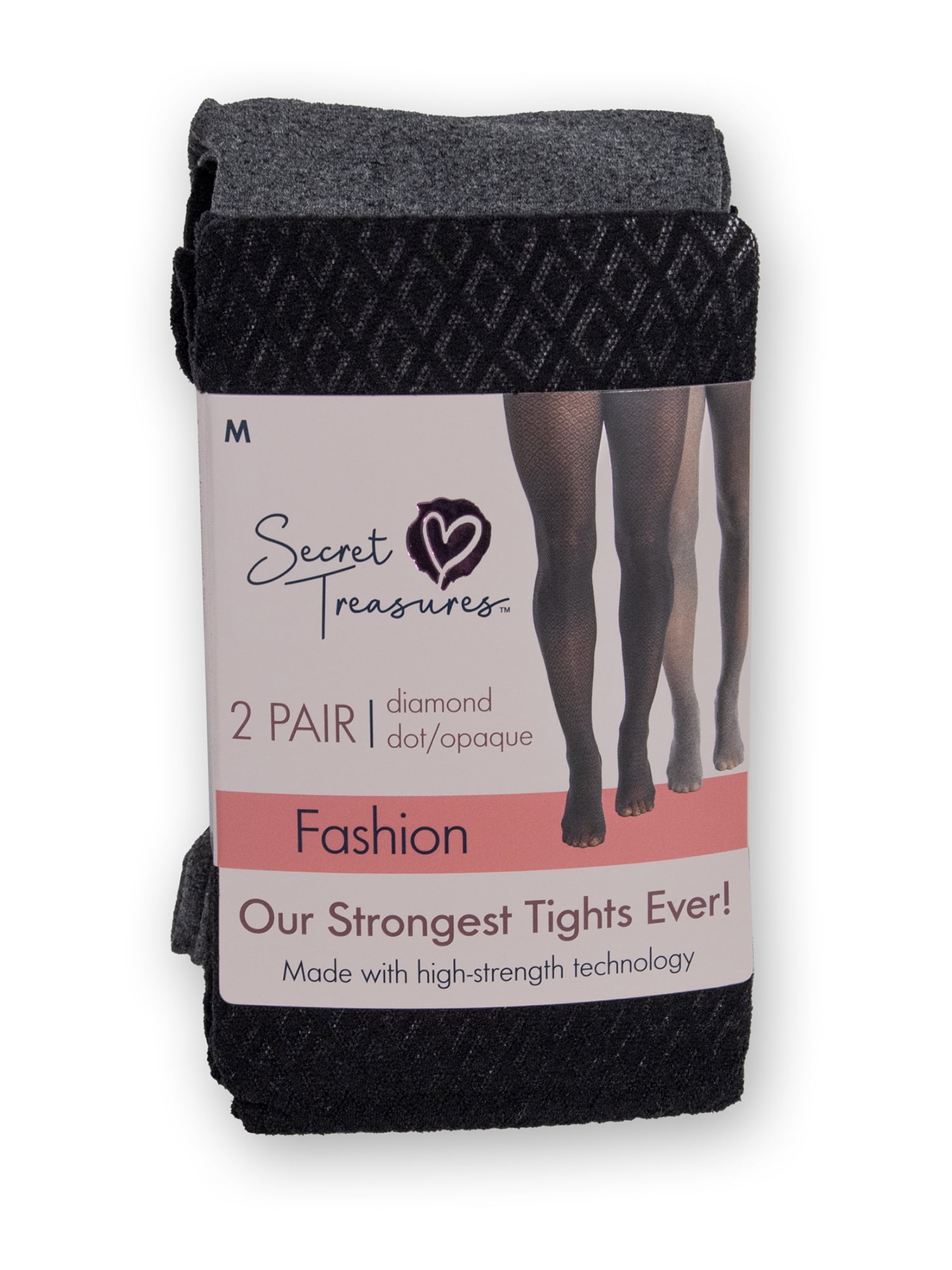 Secret Treasures Women s Fishnet Opaque 2 Pair Pack Tights